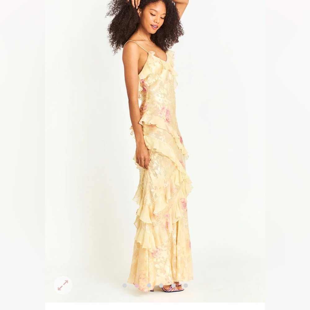 Loveshackfancy rialto dress in yellow melon